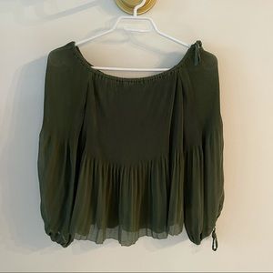 Wilfred Aritzia pleated off the shoulder blouse
